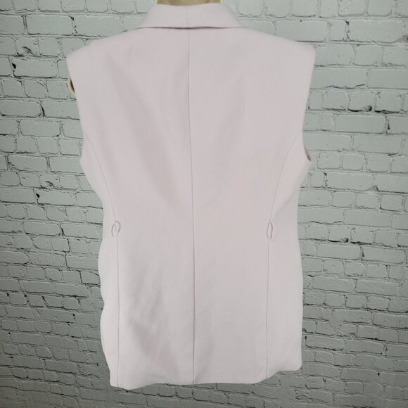 Zara Pale Pastel Pink Buttoned Lined Collared Blazer Vest Jacket Size Medium M - Picture 2 of 16